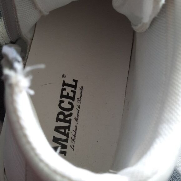 Marcel de Bruxelles White Leather Suede Side Zipper High Top Men's Sneakers 40/7 - Picture 9 of 16